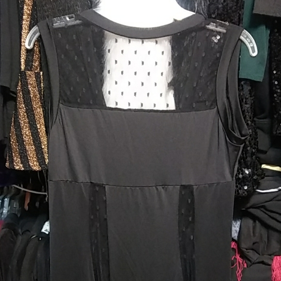 Black stretchy mesh polka dot sexy dress plus 1X - Picture 5 of 6